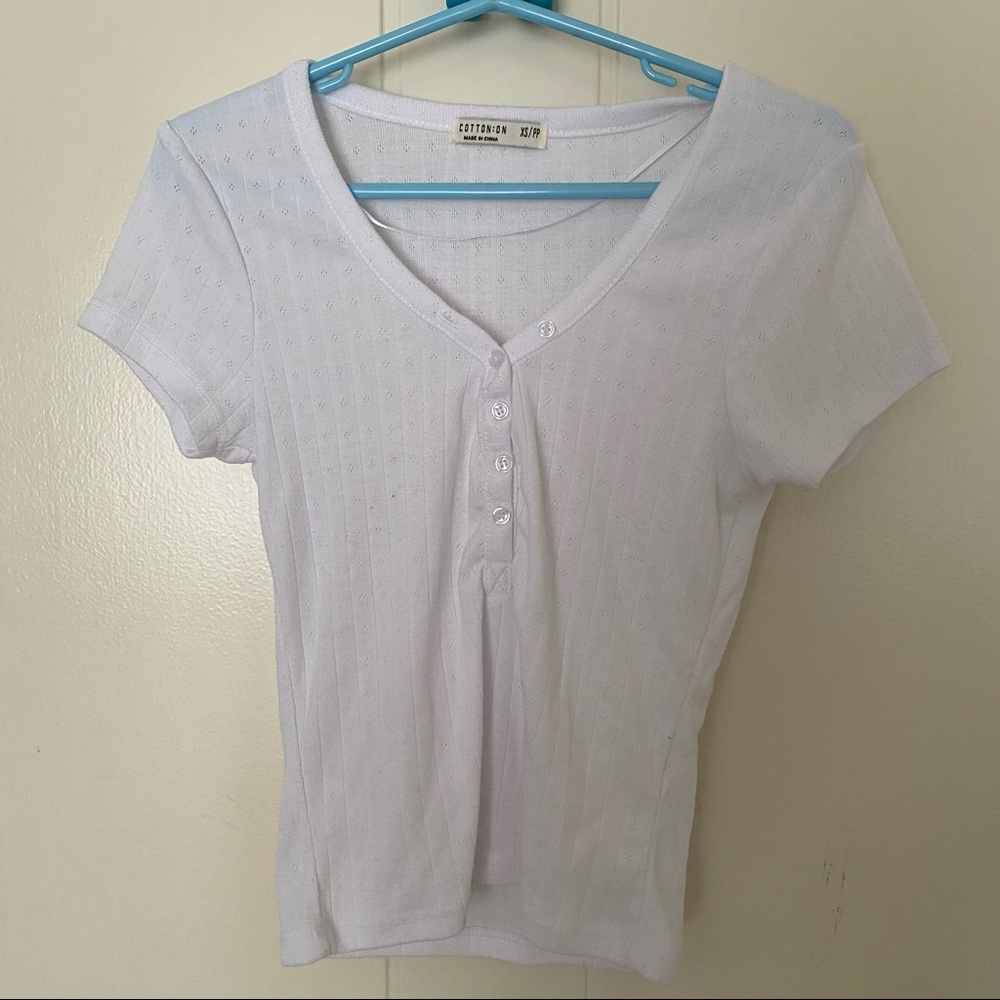 Cotton On white pointelle tee